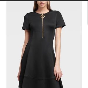 DKNY Half zip fit and flare at bottom blac…